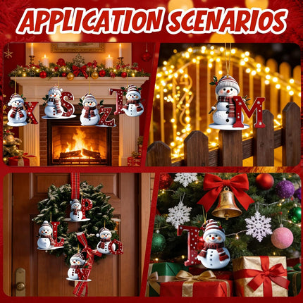 Snowman Letter A Christmas Ornament, A-Z Hanging Tree Decor 2025