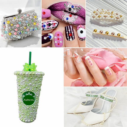 50g Mix Flatback Rhinestones & Half Pearls | DIY Crafts, Tumblers, Nail Art