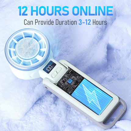 Upgraded Portable Handheld Fan, 60°F Ice Cooling, 5-Speed, 12H Runtime