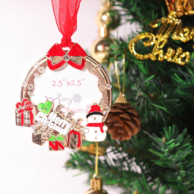 Gold Snowman Photo Ornament – Christmas Tree Decoration & Holiday Keepsake Gift