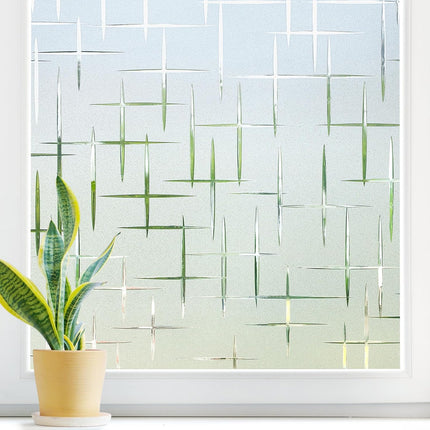 Window Privacy Film 17.5x78.7" – Frosted Cross, UV Blocking, Heat Control