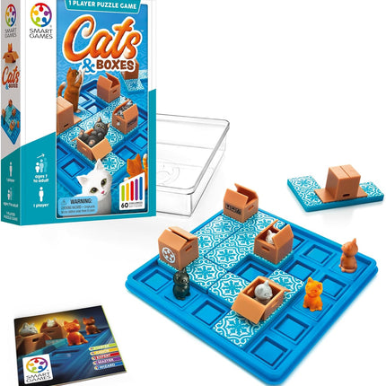 Cats & Boxes Logic Puzzle Game with 60 Challenges for Kids Ages 7+