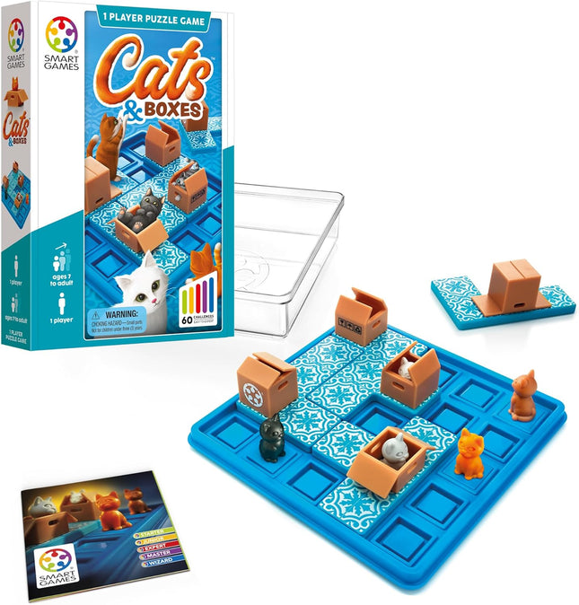 Cats & Boxes Logic Puzzle Game with 60 Challenges for Kids Ages 7+