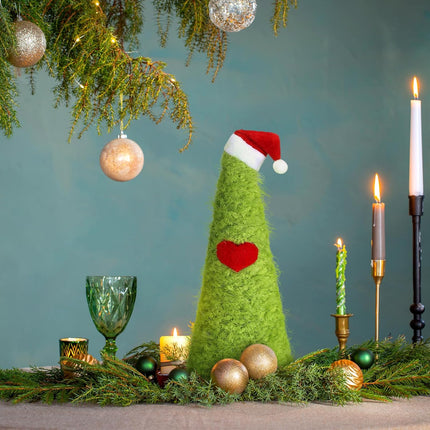 Mini Lime Green Christmas Tree – Tabletop Yarn Ornament for Holiday Decor