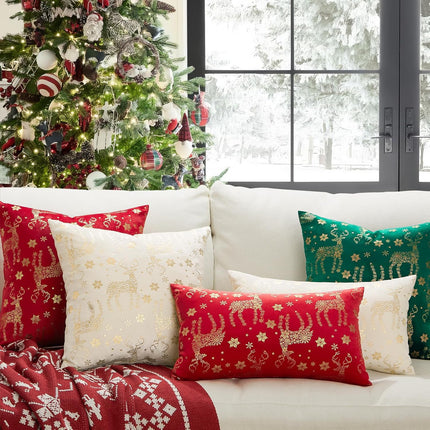 Christmas Decorative Pillow Covers Set – 2PCS White & Gold 18x18