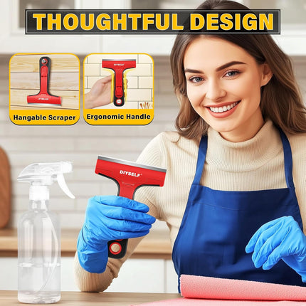 Razor Blade Scraper – 1 Tool with 10 Blades for Glass, Kitchen & Bathroom