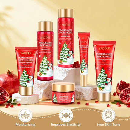 6PCS Christmas Skincare Gift Set – Pomegranate Moisturize & Hydrate