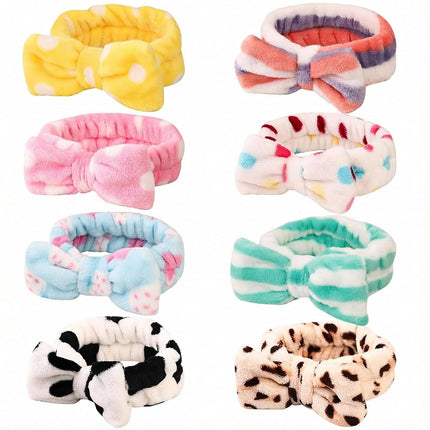 8 Pack Spa Headbands for Women – Soft Bow Skincare Headbands for Face Wash & Makeup