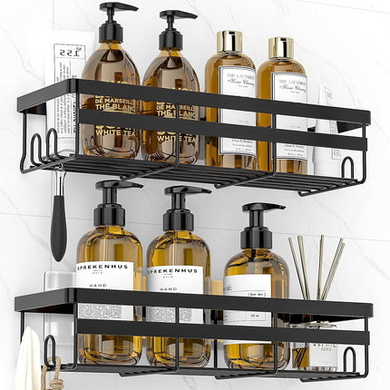 2 Pack Adhesive Shower Caddies Stainless Steel Bathroom Storage Shelf No Drill