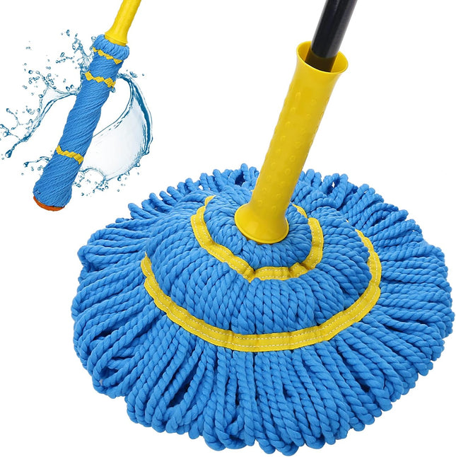 Microfiber Floor Mop with Long Handle, Easy Self-Wringing Twist Design