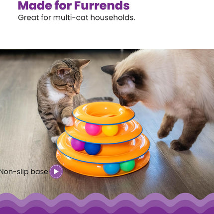 3 Tier Cat Track Tower Toy with 6 Balls Interactive Indoor Cat Enrichment