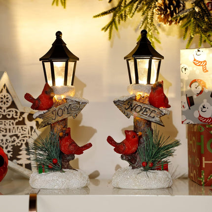 2 Pack Christmas Lighted Tabletop Figurines – Battery Operated Red Cardinals