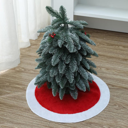 18" Red Mini Christmas Tree Skirt – Plush Holiday Decoration Mat for Small Trees