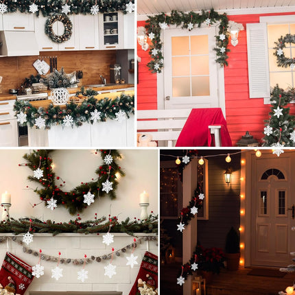 36-Piece Wooden Snowflake Ornaments for Christmas Tree – White Holiday Decorations & Pendants