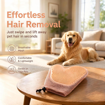 Pet Hair Remover Glove for Dogs Cats 2-in-1 Grooming Bath Brush Pink Washable