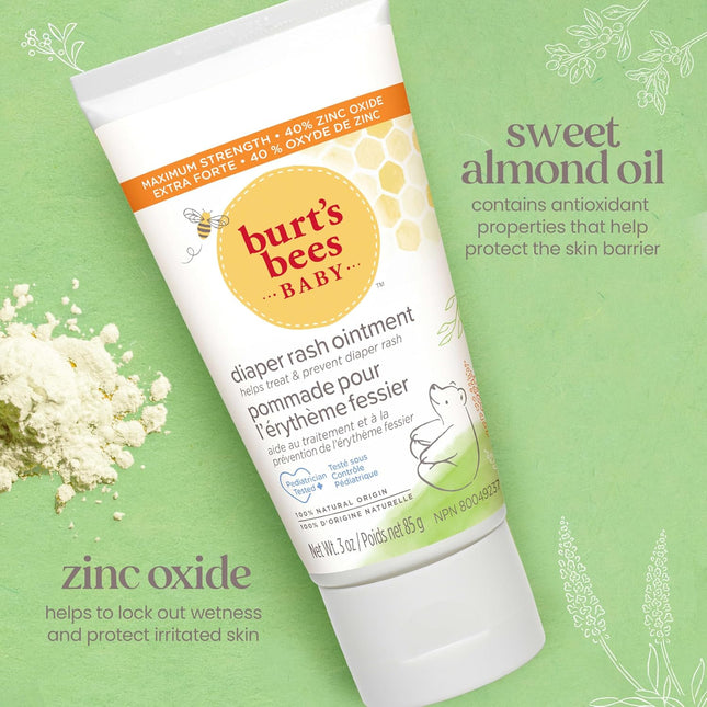 Baby Diaper Rash Ointment – Maximum Strength 40% Zinc Oxide, 2 Pack, 3oz