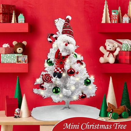 24-Inch Mini Artificial Christmas Tree 2 FT Lighted Tabletop with Santa Claus Doll Festive Decor