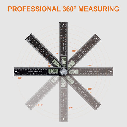 Digital Angle Finder Protractor 7 Inch 200mm Adjustable Angle Ruler Measuring Tool