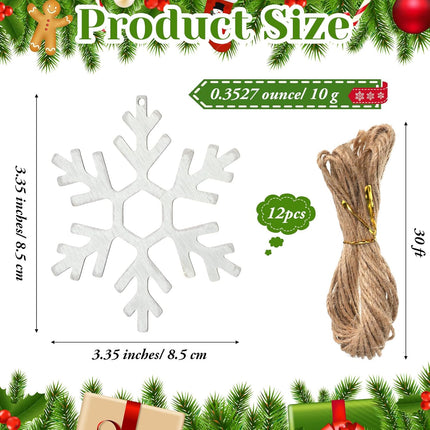 12PCS Christmas Metal Snowflake Ornaments – Hexagonal Hanging Tree Decorations