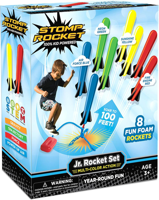 Kids Rocket Launcher Set with 8 Foam Rockets STEM Outdoor Toy Ages 3+