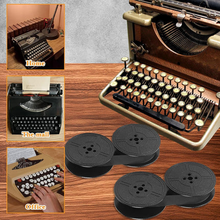 2 Pair Black Typewriter Ribbon Twin Spool Universal Ink Ribbon Replacement Set