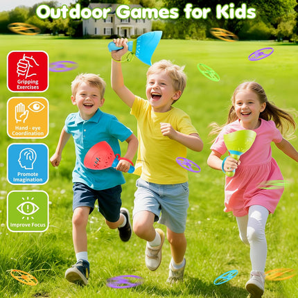 Flying Catch Disc Launcher Game 3 Pack Outdoor Toys for Kids Ages 3-8
