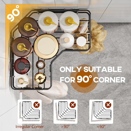 3-Pack Corner Shower Caddy – Stainless Steel, No Drill, Holds 40 lbs, Black