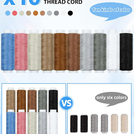 47Pc Upholstery Repair Kit Heavy Duty Sewing Awl Seam Ripper Thread 10 Colors
