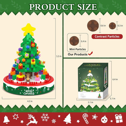 Christmas Tree Building Blocks Kit – 543PCS Tabletop Tree with Lights