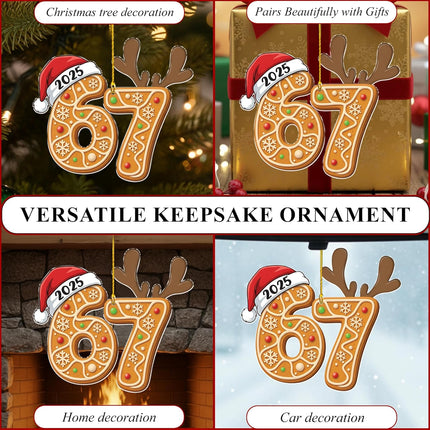 67 Christmas Ornament – Funny 2025 Meme Acrylic Hanging Decor for Teens & Adults