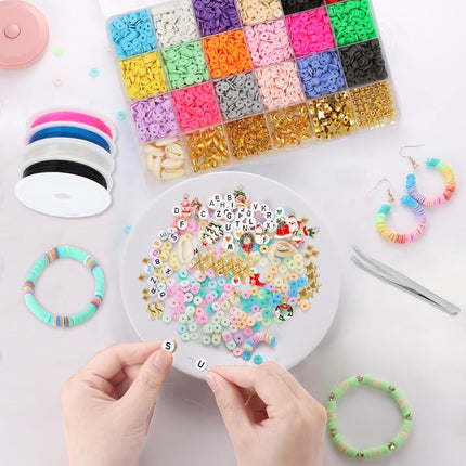 4000+ PCS Clay Beads Bracelet Making Kit 15 Colors Christmas Charms