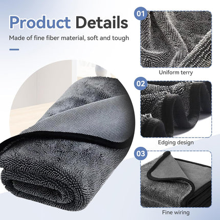 3pcs Microfiber Cleaning Cloths – Super Absorbent for Shower, Car, Bathroom, Home