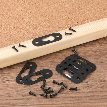 20 Pack Keyhole Hangers – Heavy Duty Metal Wall Brackets with 40 Screws, Black