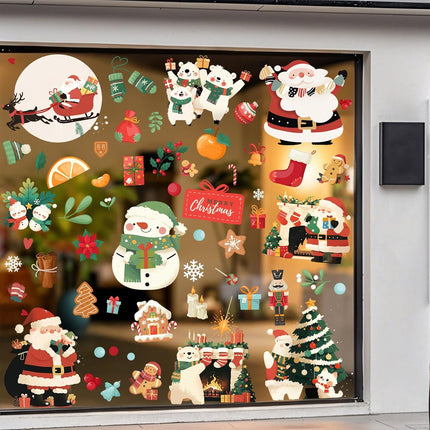 262PCS Christmas Window Clings – Colorful Santa & Snowflake Double-Sided Decals