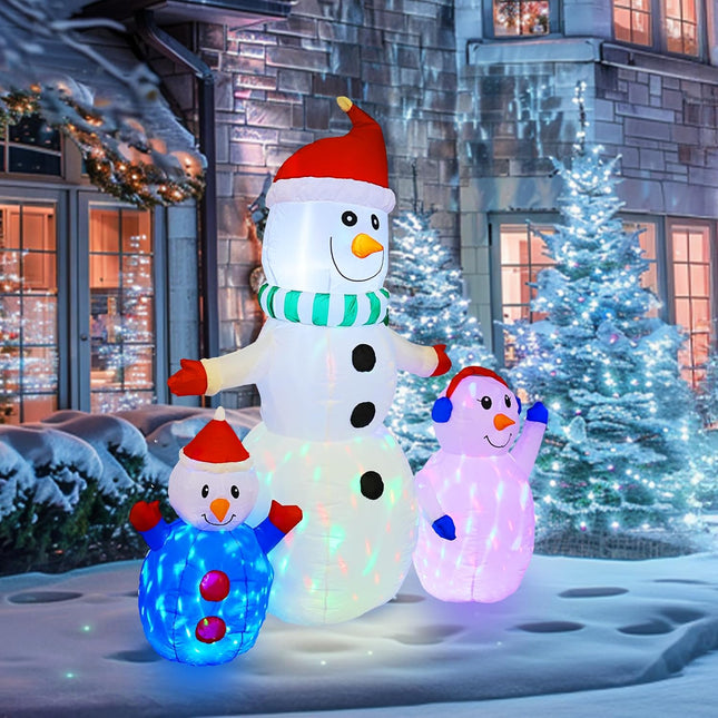 6FT Inflatable Snowman with Rotating LED – Waterproof Outdoor Xmas Decor