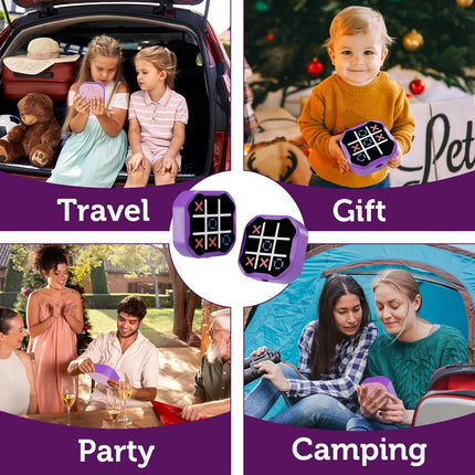 3-in-1 Electronic Tic Tac Toe Game, Handheld Digital, Portable, Purple