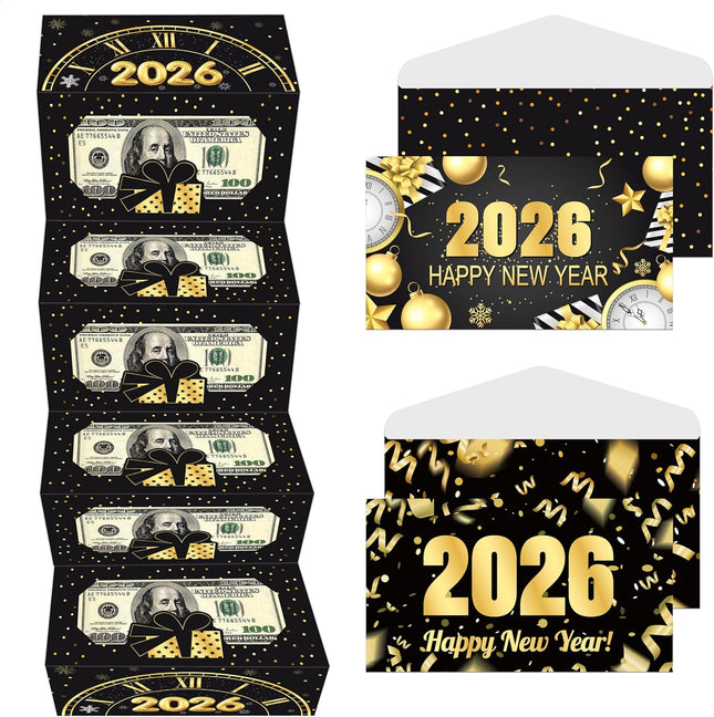 3-Piece New Year 2026 Gift Card Holders – Cash Envelopes for NYE Party