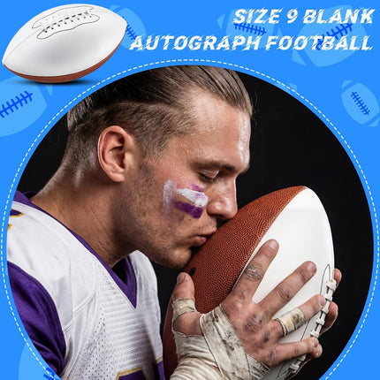 Size 9 White Autograph Football, 11.02in Signature Rugby Ball for Wedding & Team