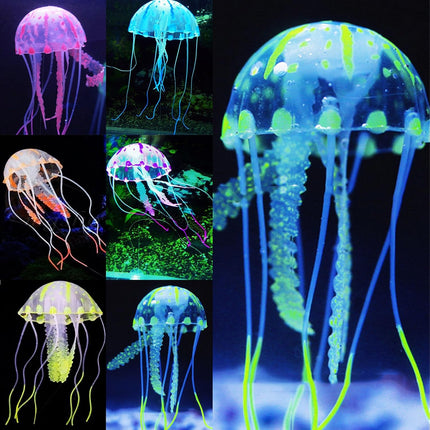 6 Pcs Glowing Jellyfish Aquarium Ornaments Colourful Silicone Fish Tank Decorations
