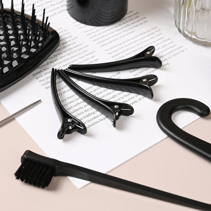 12-Piece Hair Styling Brush Set – Detangler, Teasing, Edge & Baby Hair Brushes (Black)