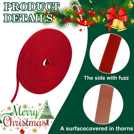 Christmas Wreath & Garland Ties 120Ft – Red Nylon Adjustable Straps