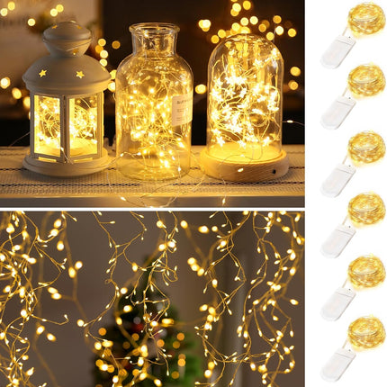 6PCS 7Ft Mini String Fairy Lights – Battery Powered Warm White Xmas Lights