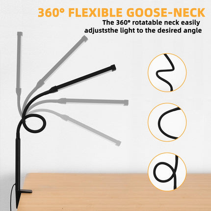 LED Desk Lamp with Clamp 3 Light Modes Flexible Gooseneck USB Powered
