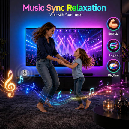 9.8FT RGBIC TV LED Backlight Strip for 32-43 Inch TVs Music Sync Bluetooth App Control