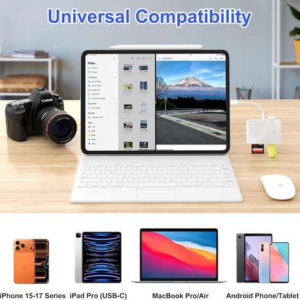 5 in 1 USB C SD Card Reader with Dual USB Ports for iPhone Laptop PC