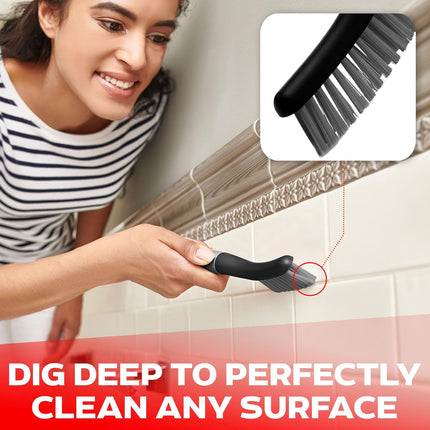 3 Pack Scrub Brush Set – Ergonomic Handle, Durable Bristles for Bathroom & Kitchen