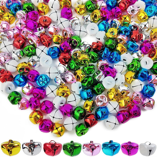 160 Pcs Christmas Jingle Bells for Crafts, 0.6 Inch Multicolor Metal Bells, 8 Colors