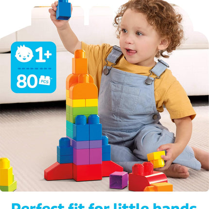 80-Piece Toddler Block Set – First Builders, Blue Bag, Ages 1+, Easy Storage
