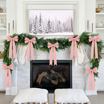4PCS Pink Velvet Ribbon Bows – Large 7.9x12.6" Christmas Tree Décor
