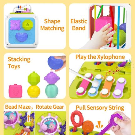 Montessori Activity Cube Toy for Toddlers – Sensory Sorter 18+ Months